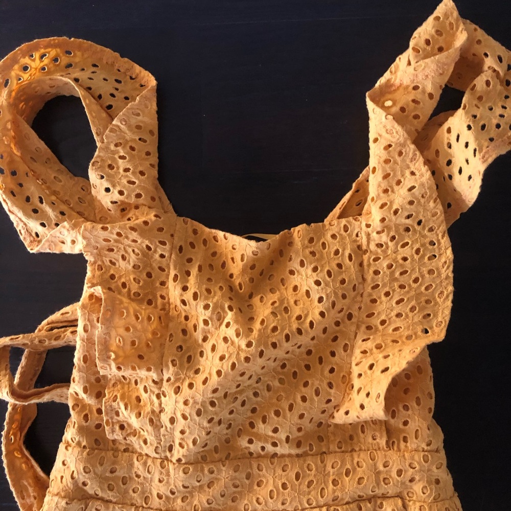 Yellow Eyelet Ruffle Romper - Picture 3 of 6